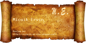 Micsik Ervin névjegykártya
