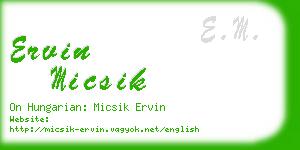 ervin micsik business card